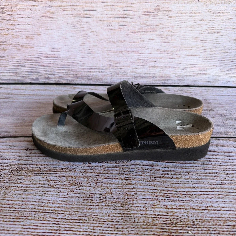 Mephisto Helen Women's Size 39 US 9 Black Leather Comfort Slip On Sandals